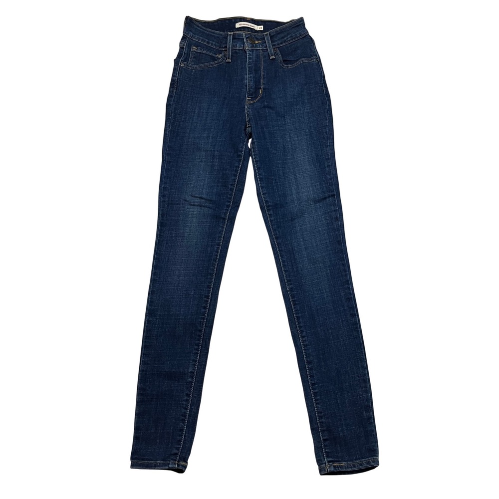 Levi Strauss Jeans Womens 24 Blue 721 High Rise Skinny Dark Wash Stretch Denim - Picture 1 of 11